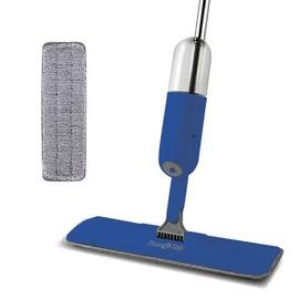True & Tidy® Multi-Surface Spray Mop with Refillable Water Bottle, Use Any Cleaning Solution Easy to Fill and Refill with Machine Washable Mop Pad (Navy)