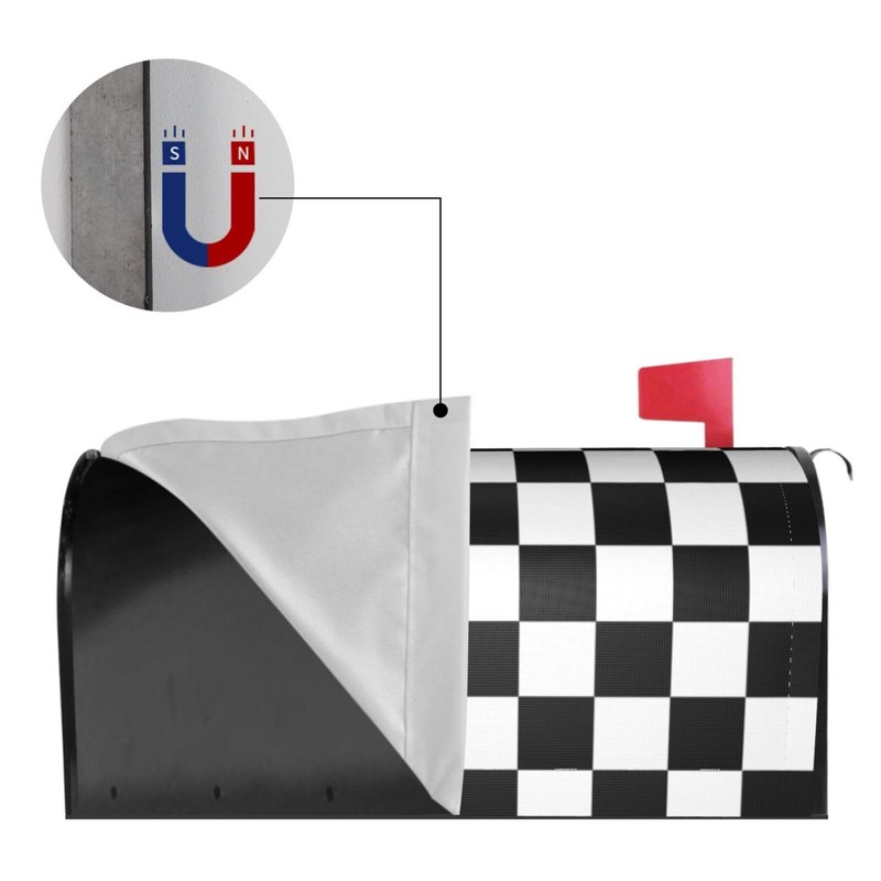 Abucaky Black and White Checkered Mailbox Cover Magnetic Racing Checkerboard