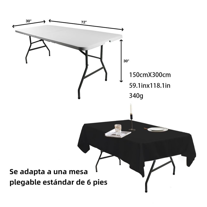 PUBAMALL Mantel Rectangular de Poliéster, 300cm x 150cm, para Mesa