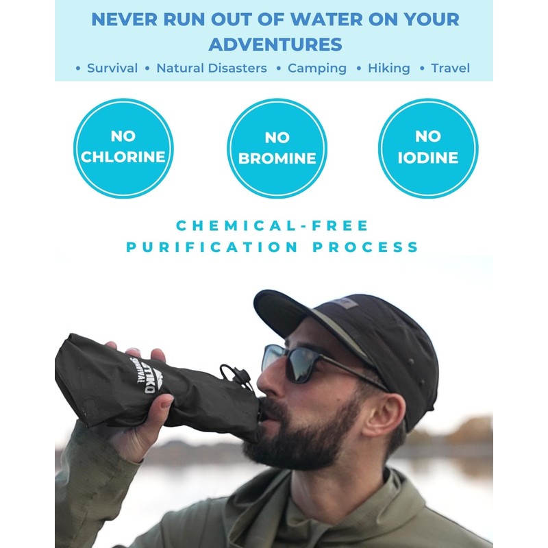 Tactiko 25oz. Purifying Water Bottle - UF Membrane, Activated Carbon