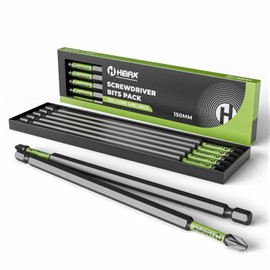 Heifix 6 x 150mm PZ2 Pozi Impact Long Screwdriver Magnetised Drill Screw Bit Set in Eco Storage Box
