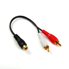 MAS RCA Audio Y Cord Splitter Cable 2 Two M Male Mono Jack to 1 ONE F Female Plug