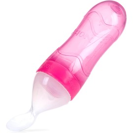 Nuby, Cuchara Papillera de Silicón Squeeze Feeder, Rosa
