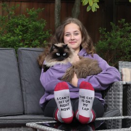 Cavertin Funny Socks for Women with Gift Box Cat Lover Dog Mom Book Lover Cat Mom Llama Unicorn Sloth Corgi (Cat Lover)