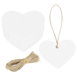 MECCANIXITY 100Pcs Kraft Paper Gift Tags with String, 2.2 x 2.6 Inch Blank Hanging Labels Heart Shape Paper Labels White Gift Tags for Price Tags, Christmas, DIY Crafts