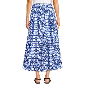 Lands' End Women's Poplin Godet Maxi Skirt - Set Bottom Large Blue Breeze Painted Geo