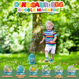 Panacare Dinosaur Eggs Bubble Machine, Bubble Toy for Children, 10,000+ Bubbles/Minute with Bubble Solution, LED, Children's Gift for Birthday/Party/Wedding, Bubble Machine for Kids