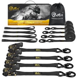 4Pcs Ratchet Tie Down Straps Kit for 2400lb Break Strength | 1” x 16FT Tie Down Straps with Soft Loop Tie-Downs & Safety S Hook - Cargo Strap Tie Down for Trucks, Motorcycle, Moving, Appliances, Black