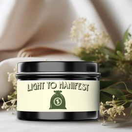 Manifest Money Candle, Light to manifest money, money manifestation, manifesting - Color: Black, size: 4oz, scent: Evergreen