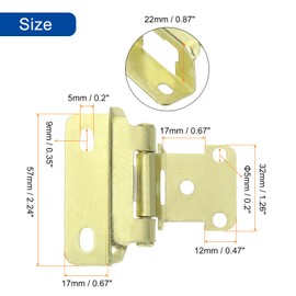 sourcing map 1/2" Overlay Cabinet Kitchen Hinges, 4 Set Semi-Concealed Hinges Face Mount Cabinet Hardware Self-Closing Cabinet Hinges with Screws, Gold Tone