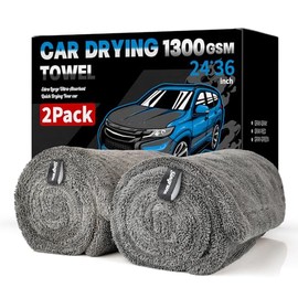 Paquete de 2 Toallas de Secado XL para Auto – Microfibra Ultra Absorbente de 1300GSM, Tamaño Grande de 24"x36", Bucle Trenzado, Sin Pelusa y Sin Rayas