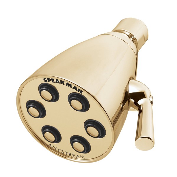 Speakman S-2252-PB Signature Brass Icon Anystream High Pressure Adjustable Shower Head, Polished Brass, 2.5 GPM