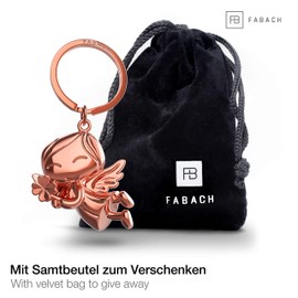 FABACH Lucky Guardian Angel Keyring, Lucky Charm Keyring with Four Leaf Clover, Metal Pendant Keyring, Good Luck Gift, Rose Gold