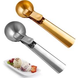 2 Packs Ice Cream Scoops with Easy Trigger Stainless Steel Ice Cream Scoop Food Scoops for Potato Scoop Yogurt Scoop Melon Ball Scoop Cookie Scoop