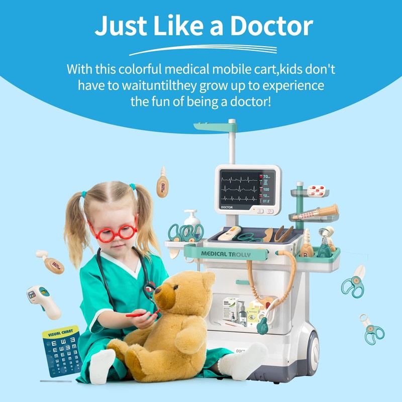 Deejoy Toy Doctor Kit for Kids, Pretend Medical Station Set