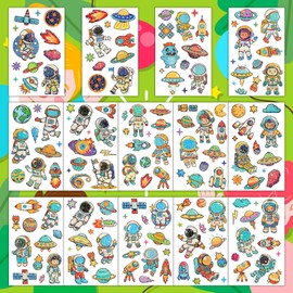 EMOEM Glitter Tattoos for Kids, 14 Sheets Temporary Tattoo Kids Stickers Toys, Party Favors Goodie Bags Games Accessories for Boys and Girls (Astronaut)