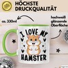 Hamster-Liebhaber Tasse Geschenk Lustiger Spruch I Love My Hamster (Grün)