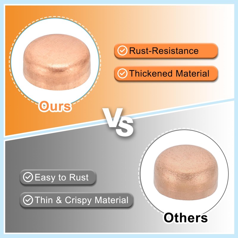 PATIKIL 3/4 Inch ID Copper Pipe End Cap, 6 Pack