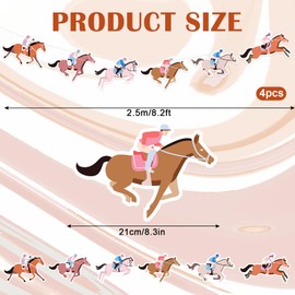 Whaline 8.2 Ft Derby Day Banner Horse Racing Pre-Strung Garland Banner Pink Brown Horse Hanging Ornament for Horsing Racing Derby Party Holiday Party Decoration, 4 Pcs
