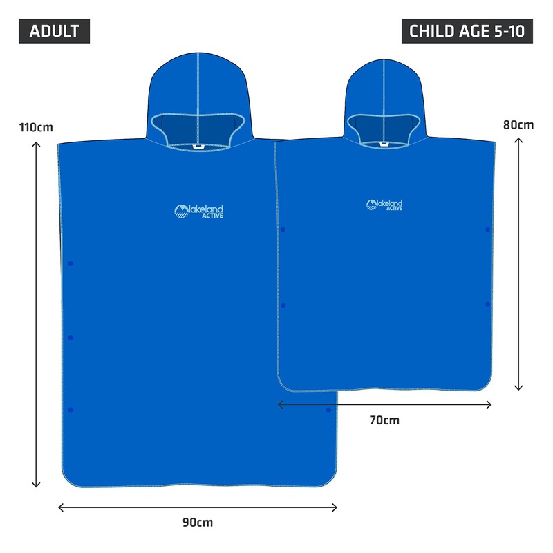 Lakeland Active Patterdale Hooded Changing Poncho Towel - Mid Blue