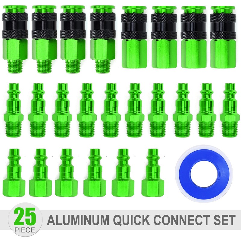 FYPower 25 Pieces 1/4" NPT Aluminum Air Coupler and Plug