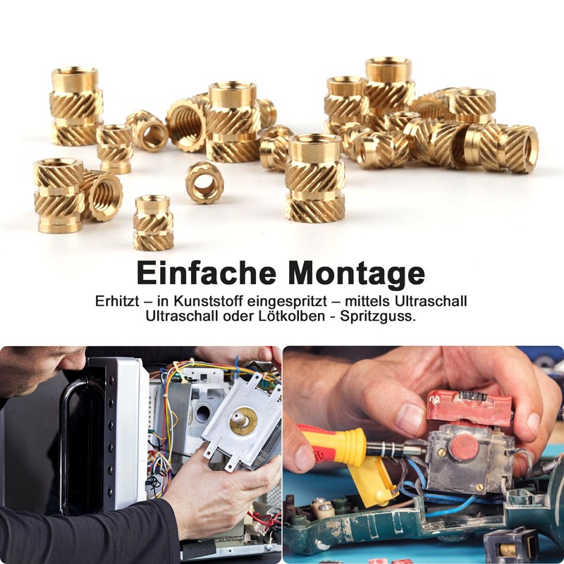 Pack of 50 Threaded Inserts, M3 M4 M5 Melting Thread