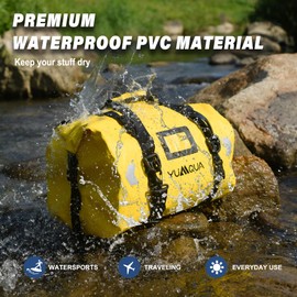 YUMQUA Waterproof Duffle Bag, Large Waterproof Travel Bag, Sports Bag, Duffel Dry Bag, Waterproof Travel Backpack Bag, 40L Waterproof Bags, Duffel Bag for Motorcycle, Boats, Camping, yellow,