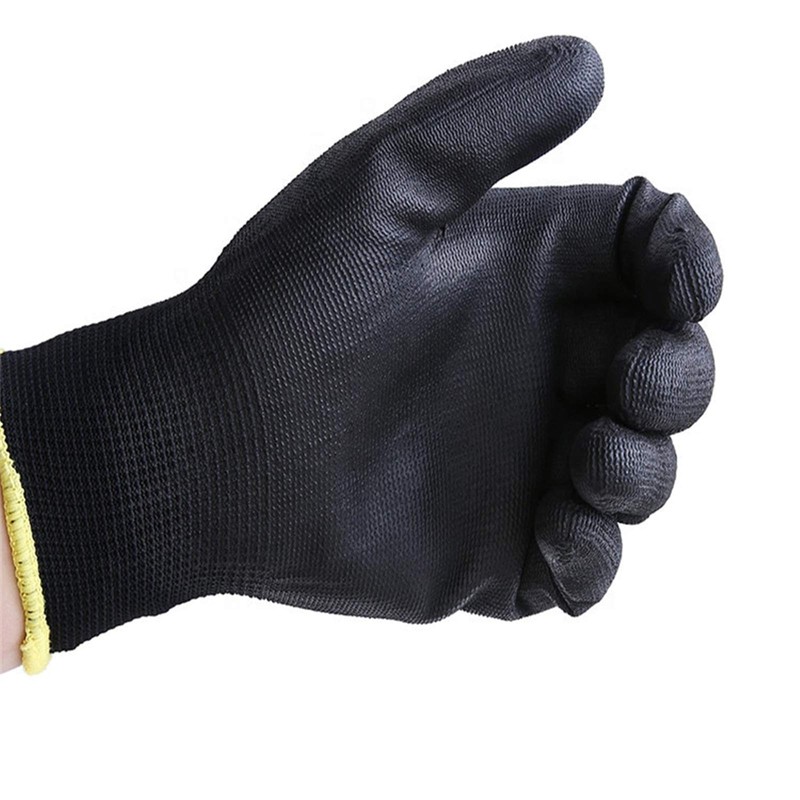 24 Pairs Work gloves PU Palm Dipped Black Nylon General