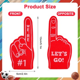 48Pieces Mini Foam Fingers Sport Party Favors Sports Fan Foam Finger #1 Basketball Baseball Soccer Football Team Cheerleader for Games Sports Hand Themed Party Supplies Sporting Event (Red)