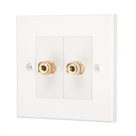 iSynq Single Channel Speaker Faceplate/Wall Outlet - Red & Black, Gold Plated Binding Post Connectors - Accepts Banana Plugs & Speaker Cable (2 Terminals)