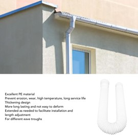 Rain Gutter Downpipe Extension, Flexible Extendable PE Drain Extension, Stretchable Rain Gutters, Downpipe, Drain Drain Circular Gutters, Drain Connection Set for Most Downpipe (White)