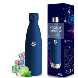 Grsta Stainless Steel Water Bottle, 500 ml Thermos Flask, BPA-Free, Leak-Proof, 24 Hours Cold & 12 Hours Warm, Insulated Flask, Double-Walled, Water Bottle for School, Travel, Camping, Office, Sports