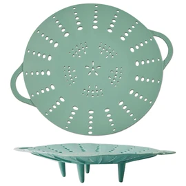 Alimat PluS 1 Pack Silicone Steamer Basket, Silicone Vegetable Steamer Basket with Handles and Strong Feets, 9.6 Inches(Excluding Handle Length)