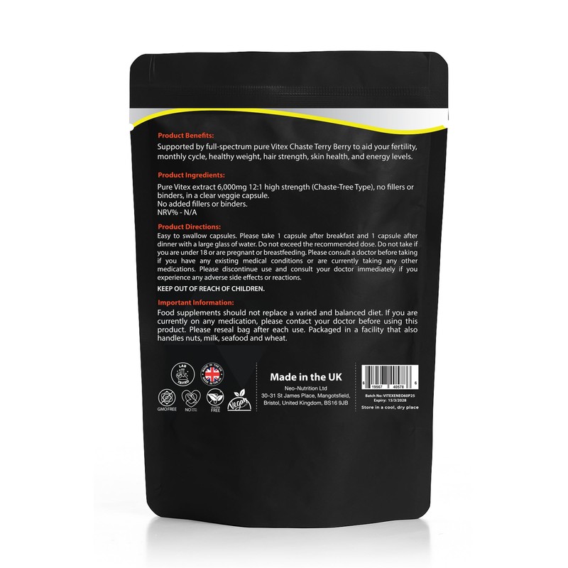Neo Nutrition Vitex Fruit Supplement - High Potency - |