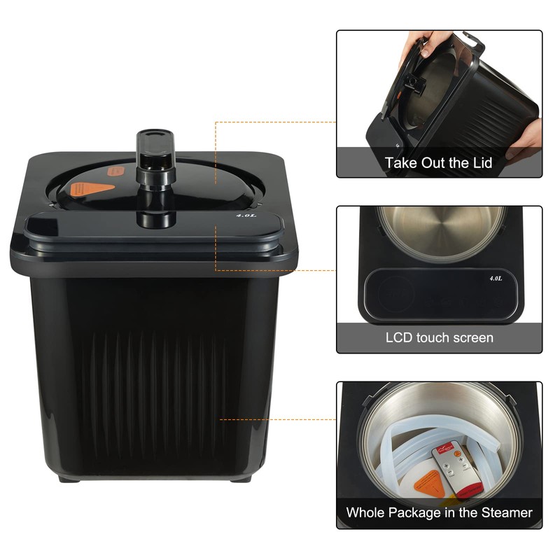 Amocane 4L Sauna Steamer Machine, Portable Sauna Pot, Stainless Steel