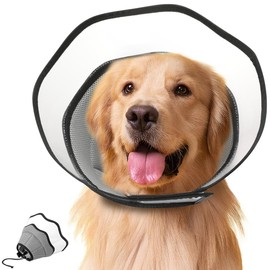 VavoPaw Collar Dog Lick Protection, Neck Collar Dog After Surgery, Soft, Breathable Protective Collar, Waterproof PVC, Adjustable, Lightweight Recovery Collar, Pet Elizabethan, XL, Grey