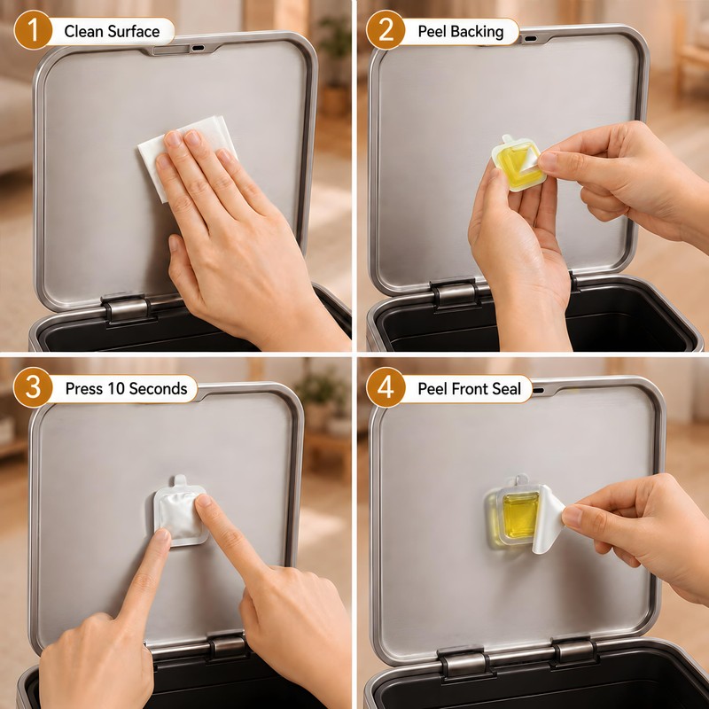 Lemon Essence, Liquid Trash Can Deodorizer, 6 Pack Fragrance Capsules