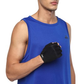Nivia Python Sports Exercise and Fitness Gloves (Black, Size - Medium) | Material - Nylon | Weight Lifting Gloves | Exercise Gloves | Fingerless Grip Gloves | Fitness Gloves | Crossfit Gloves