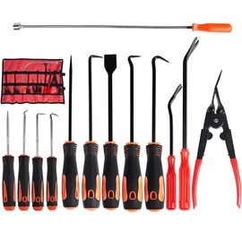 DAYSLIVES Hook and Pick Set with Case 13 Pcs - Clip Pliers & Fastener Remover, Gasket Scraper Tool, Magnetic Pick Up Tool, for Hose Removal Puller and Auto Upholstery Combo Repair Kit
