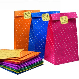 Party Favor Gift Bags,24 Packs Merchandise Party Bags with Sealing Stickers Polka Dot Candy Buffet Treat Gift Pack Bags for Wedding Shopping