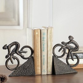 SPI Home Cast Iron Racing Bicyclist Bookends