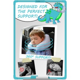 FLOWZOOM AIR Travel Pillow for Kids - Inflatable Kids Neck Pillow for Travel - Kids Travel Cushion - Skyblue