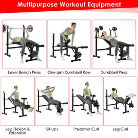 SPOFLYINN Olympic Weight Bench With Soft Comfortable Cushion Multipurpose Workout Equipment For Home Gym Full-Body Workout black