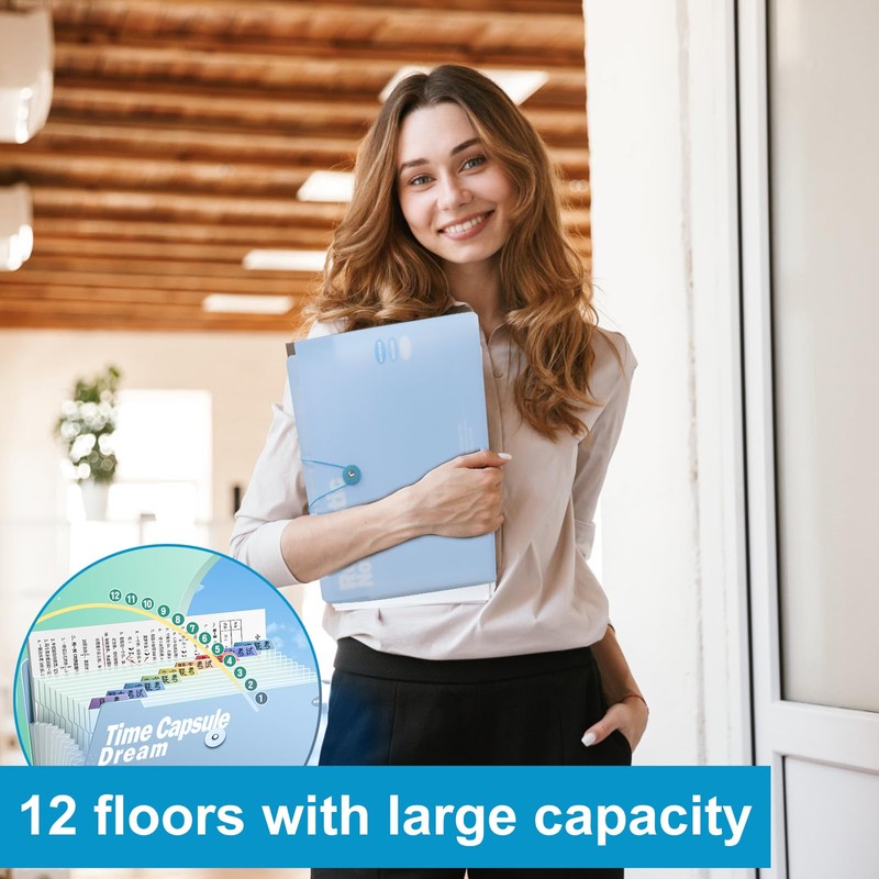 Document Folder A4, Document Bag A4 with 12 Compartments, Expandable