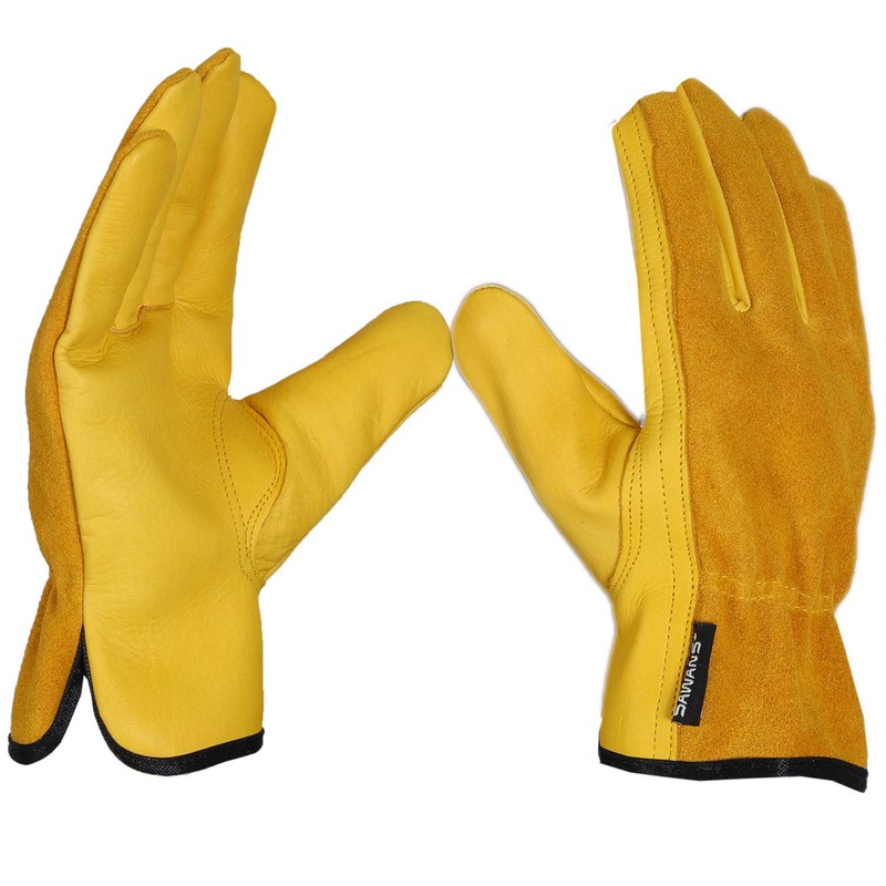 Work Gardening Gloves for Men Women 2 Pairs Leather Gloves