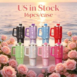 40 OZ Rhinestones Bling Food Grade Hydration Bottle 40 OZ Tumbler 2nd Generation for Daily Usecolor: Black, capacity: 40 oz