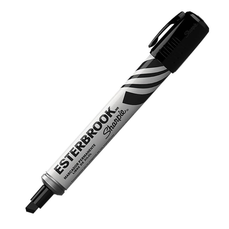 Sharpie Esterbrook Marcadores Permanentes, Punta Cincel, Negro y Azul, 3