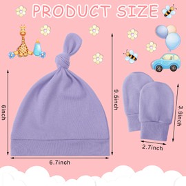 Toulite 10 Set Newborn Baby Socks Hat and Mittens Soft Ankle Sock Newborn Beanie Mitten for Boys Girls Infant(Light Color,Cute)