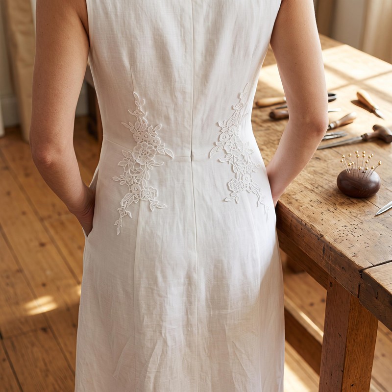 Guipure Lace Applique 4Pcs Sew-On Mirrored Pairs Wedding Gown