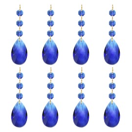 PATIKIL Teardrop Crystal Chandelier Pendants Beads, 8 Pack 100mm Length 38mm Chandelier Prisms Parts Ornaments Hanging Beads for DIY Arts Crafts Decoration, Dark Blue